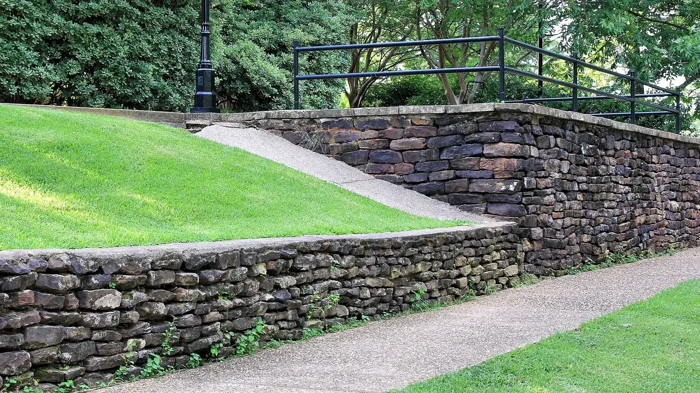 Stone patio with planting